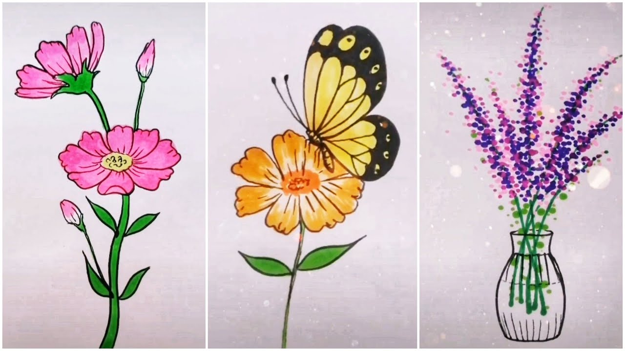 Hướng dẫn cách vẽ các loại hoa, dạy bé vẽ hoa