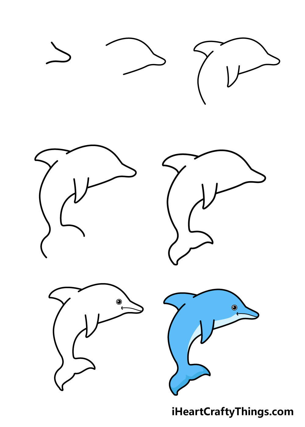 Cách Vẽ Hoạt Hình Con Cá Heo, How To Draw A Cartoon Dolphin