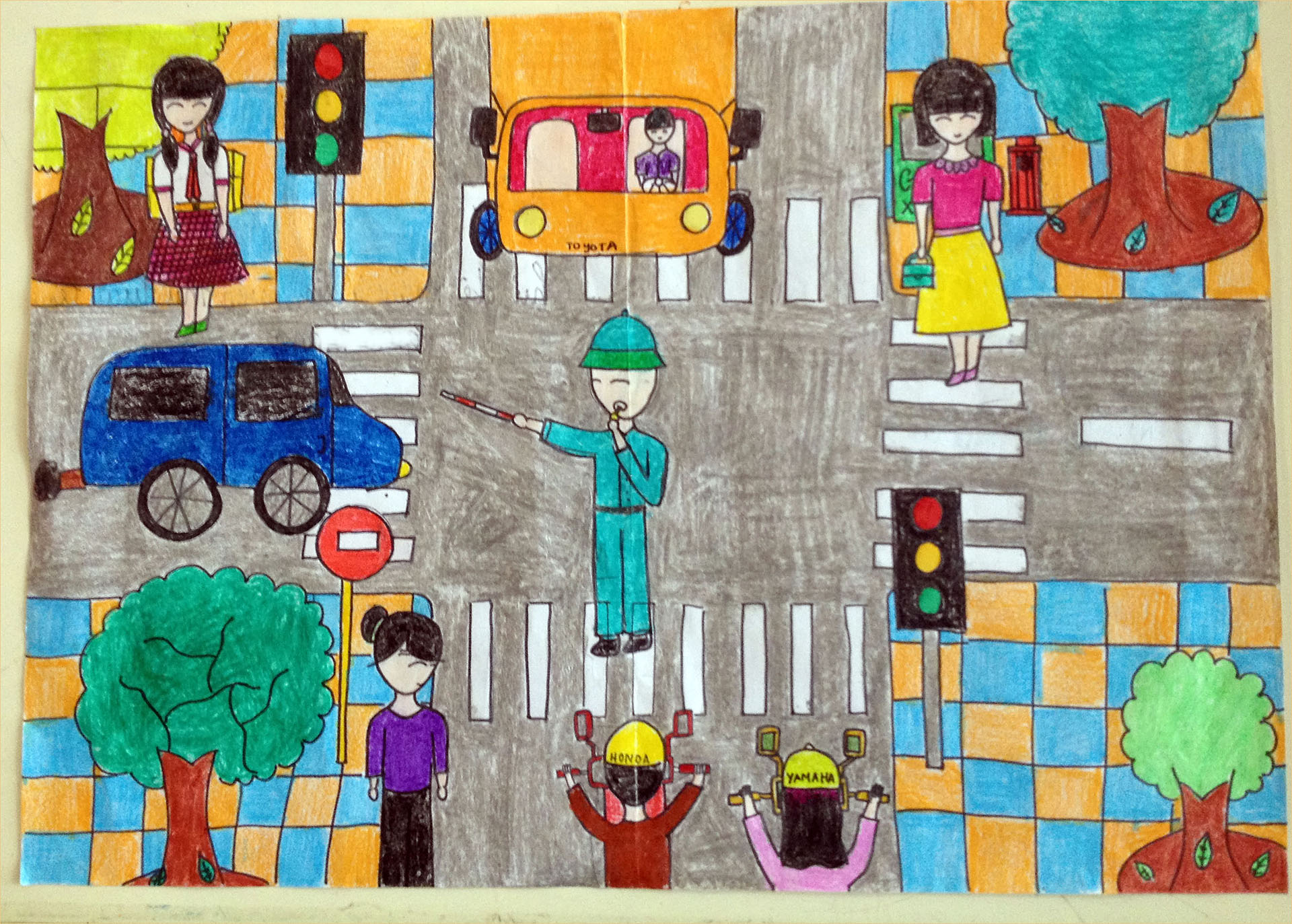 Cách vẽ tranh đề tài an toàn giao thông đơn giản mà đẹp các khối lớp