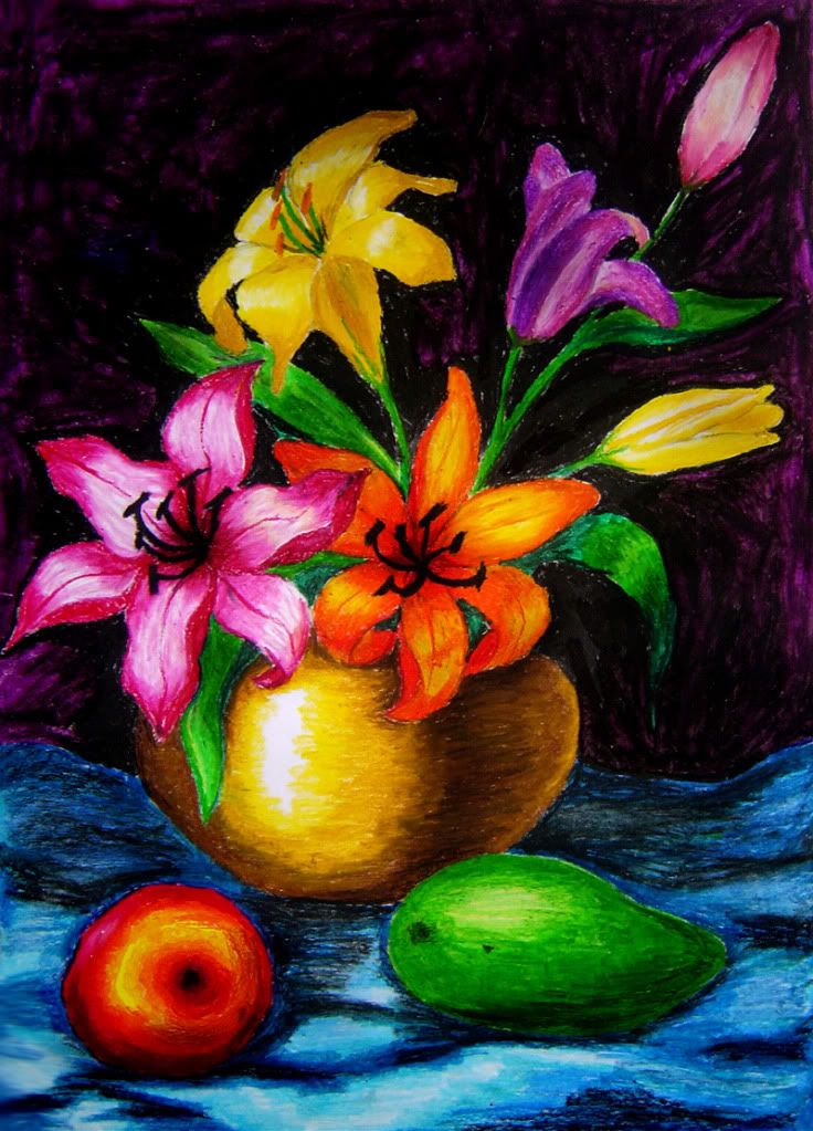 Hướng dẫn vẽ tĩnh vật màu lọ hoa và quả  Still life painting  YouTube