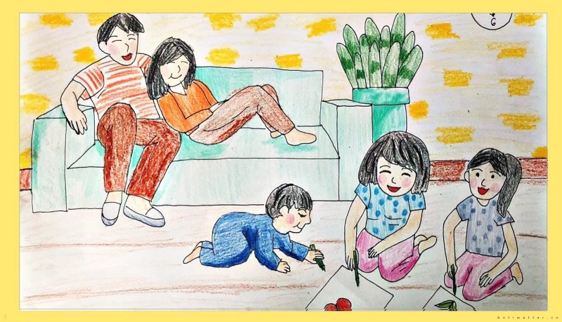 Tranh vẽ về đề tài gia đình hạnh phúc đẹp nhất