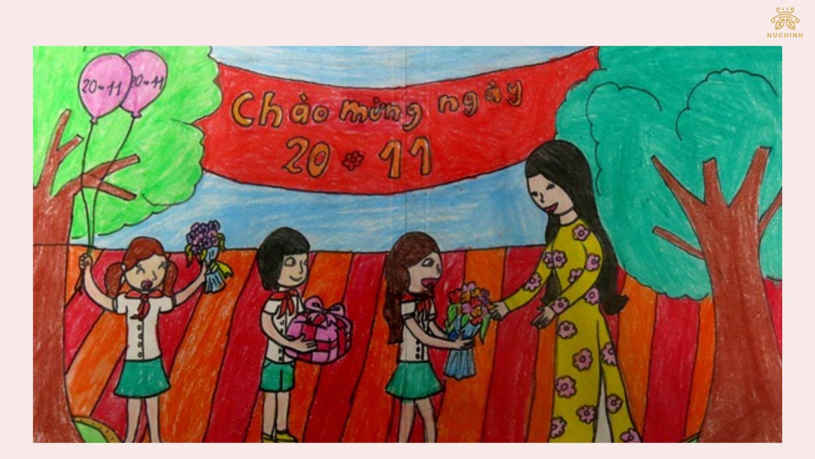 Cách vẽ cô giáo và học sinh đơn giản Có Video  Vẽ tranh 2011 dễ nhất  tặng cô