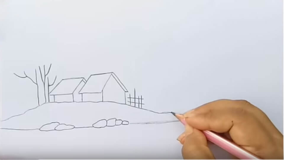 Cách VẼ TRANH PHONG CẢNH bằng BÚT CHÌ  how to draw simple scenery with  pencil  YouTube