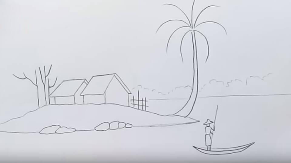 vẽ tranh phong cảnh bằng bút chì  how to draw landscape with pencil   YouTube